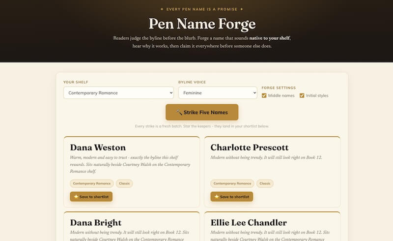 Pen Name Forge preview