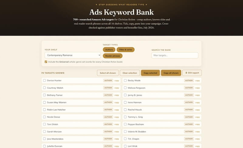 Ads Keyword Bank preview