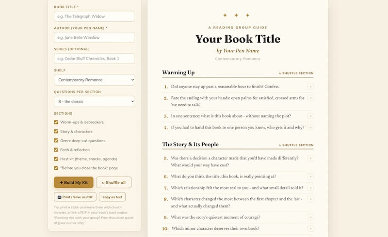 Book Club Kit Builder preview