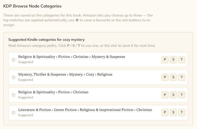 Category Intelligence: real Amazon browse categories ranked for your subgenre