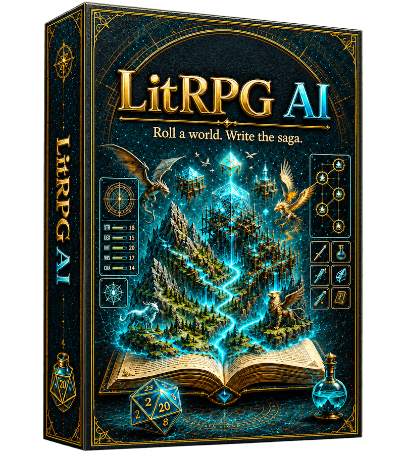 LitRPG AI product box illustration